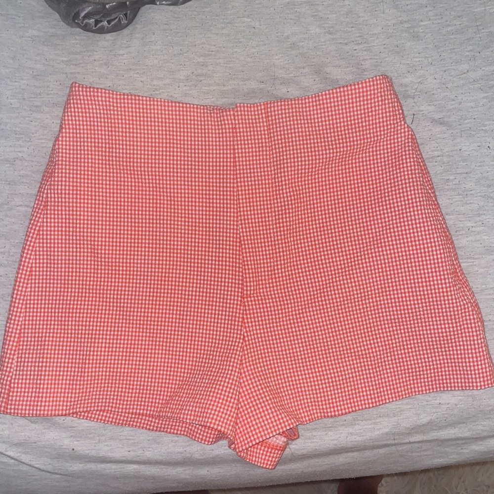 Zara Gingham Orange Shorts